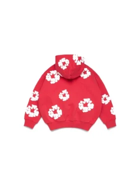 Kids Cotton Wreath Zip Hoodie Red