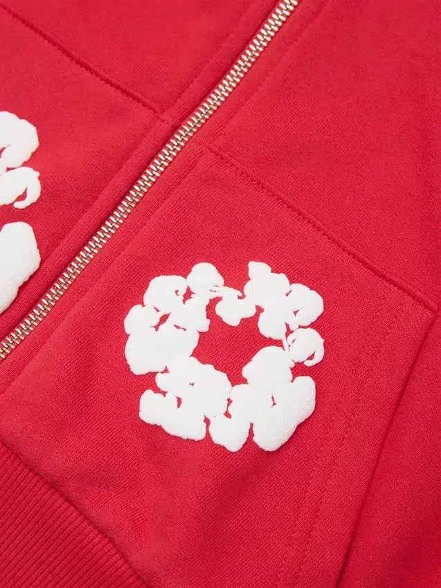 Kids Cotton Wreath Zip Hoodie Red