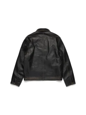 Libertas Crest Leather Jacket Washed Black