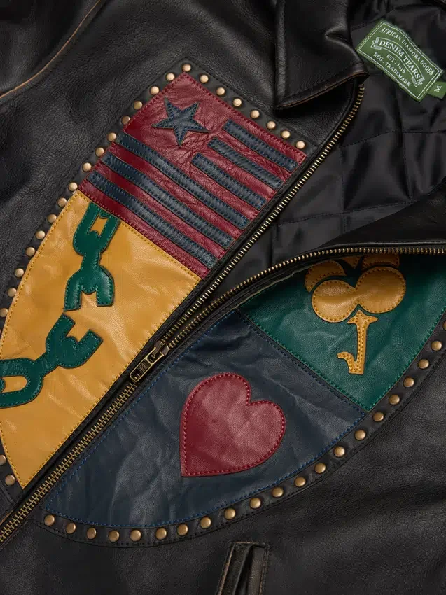 Libertas Crest Leather Jacket Washed Black