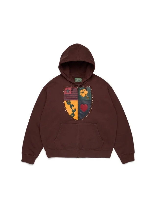 Libertas Crest Zip Hoodie Washed Brown