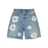 Light Wash Cotton Wreath Denim Short