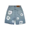 Light Wash Cotton Wreath Denim Short