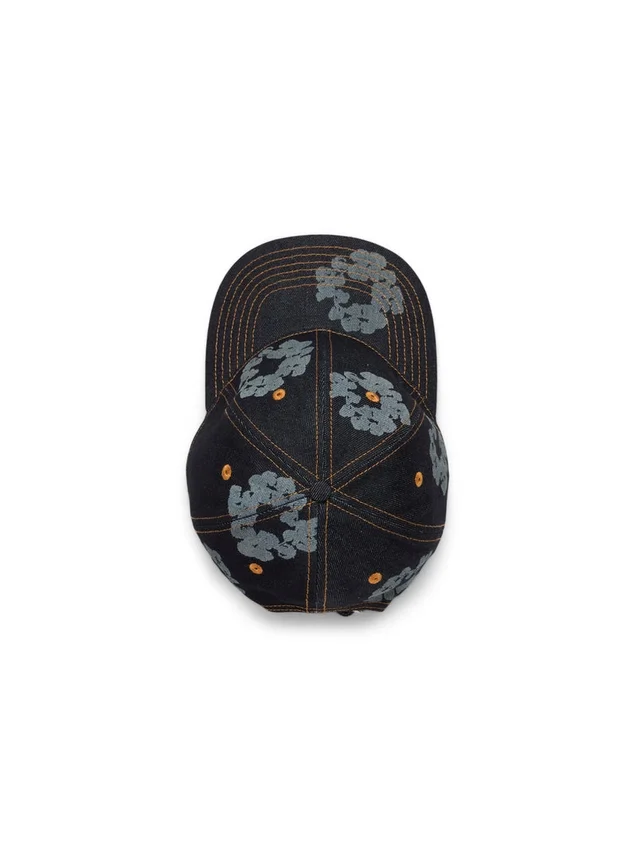 Mono Cotton Wreath Raw Denim Cap Washed Indigo