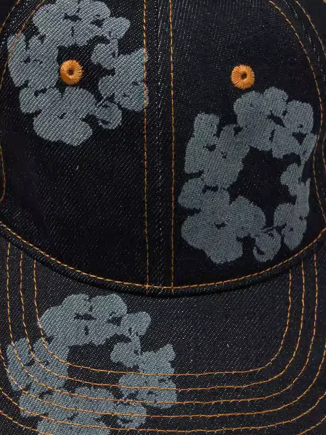 Mono Cotton Wreath Raw Denim Cap Washed Indigo