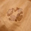 Patchwork Leather/Suede Cotton Wreath Hoodie Brown