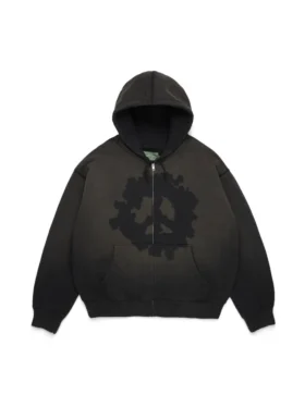 Peace Wreath Knockout Zip Hoodie Black
