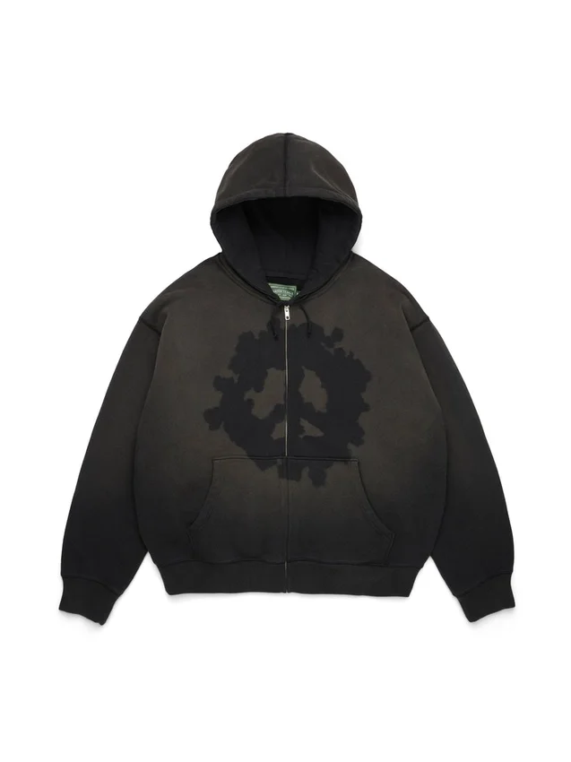 Peace Wreath Knockout Zip Hoodie Black