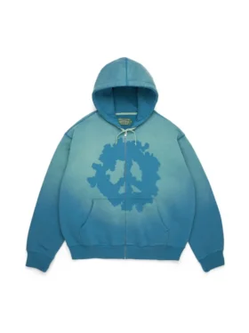 Peace Wreath Knockout Zip Hoodie Blue