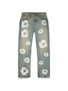 Straight Cotton Wreath Denim Pant Dirty Wash