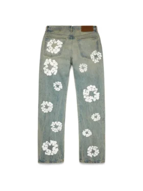 Straight Cotton Wreath Denim Pant Dirty Wash