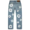 Straight Cotton Wreath Denim Pant Light Wash