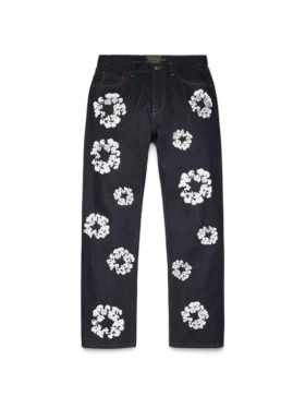 Straight Cotton Wreath Denim Pant Selvedge