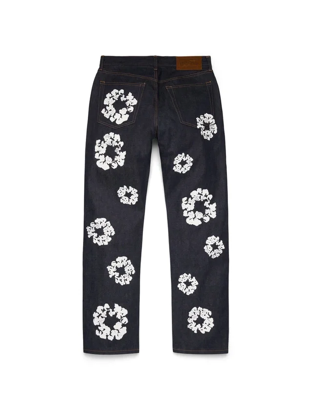 Straight Cotton Wreath Denim Pant Selvedge