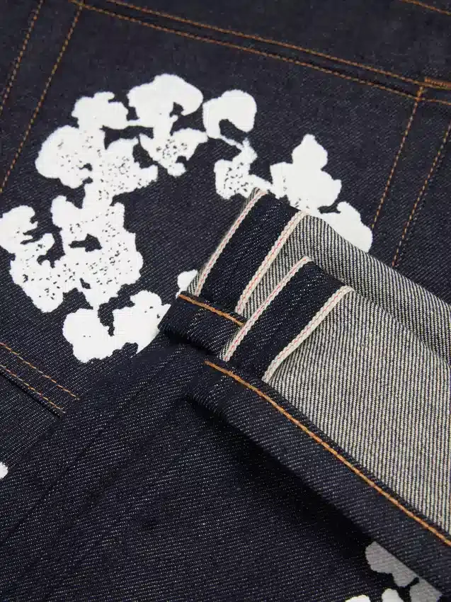 Straight Cotton Wreath Denim Pant Selvedge