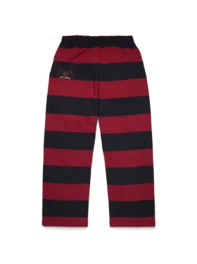 Striped Crest Open Hem Sweatpant Red/Navy