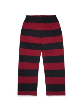 Striped Crest Open Hem Sweatpant Red/Navy