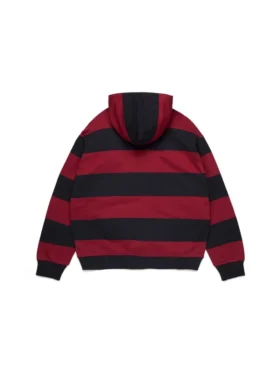 Striped Crest Zip Hoodie Red/Navy