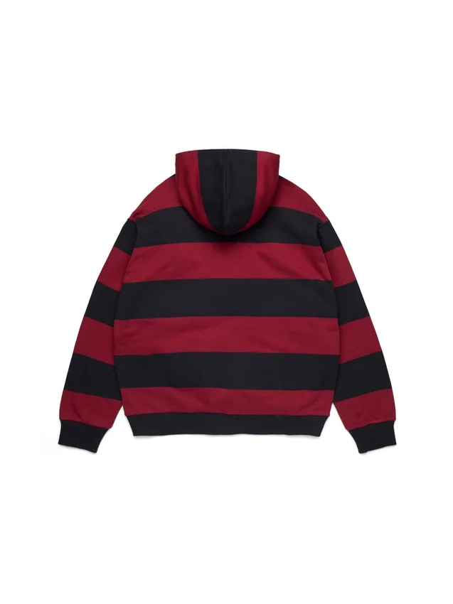 Striped Crest Zip Hoodie Red/Navy