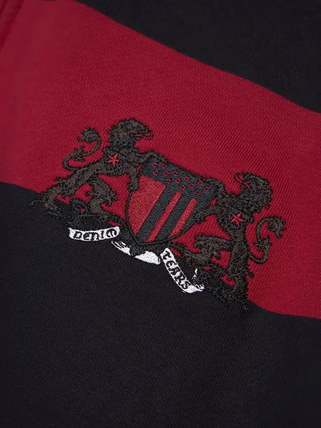 Striped Crest Zip Hoodie Red/Navy