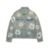 Studded Cotton Wreath Denim Jacket Dirty Wash