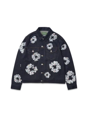 Studded Cotton Wreath Denim Jacket Selvedge