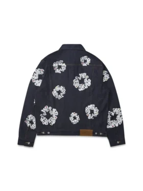 Studded Cotton Wreath Denim Jacket Selvedge