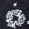 Studded Cotton Wreath Denim Jacket Selvedge